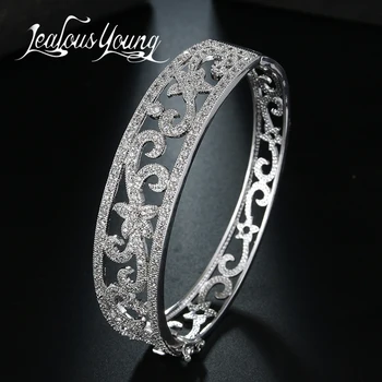 

2017 Wide Silver Plated Color Bracelets & Bangles Inlay Folwer Cubic Zircon Stone Charm Bracelet AB116