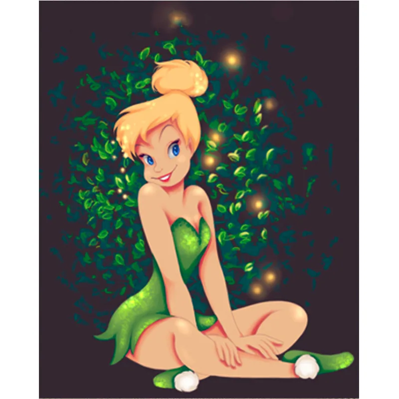 

5D DIY Diamond Painting Tinker Bell Cross Stitch Full Drill Round Diamond Embroidery Diamond Mosaic Cartoon Fairy Handmade Hobby