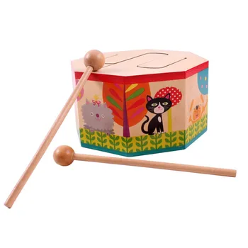

Early Educational Wooden Musical Instruments Toy Drum With Two Mallets Gift For Children