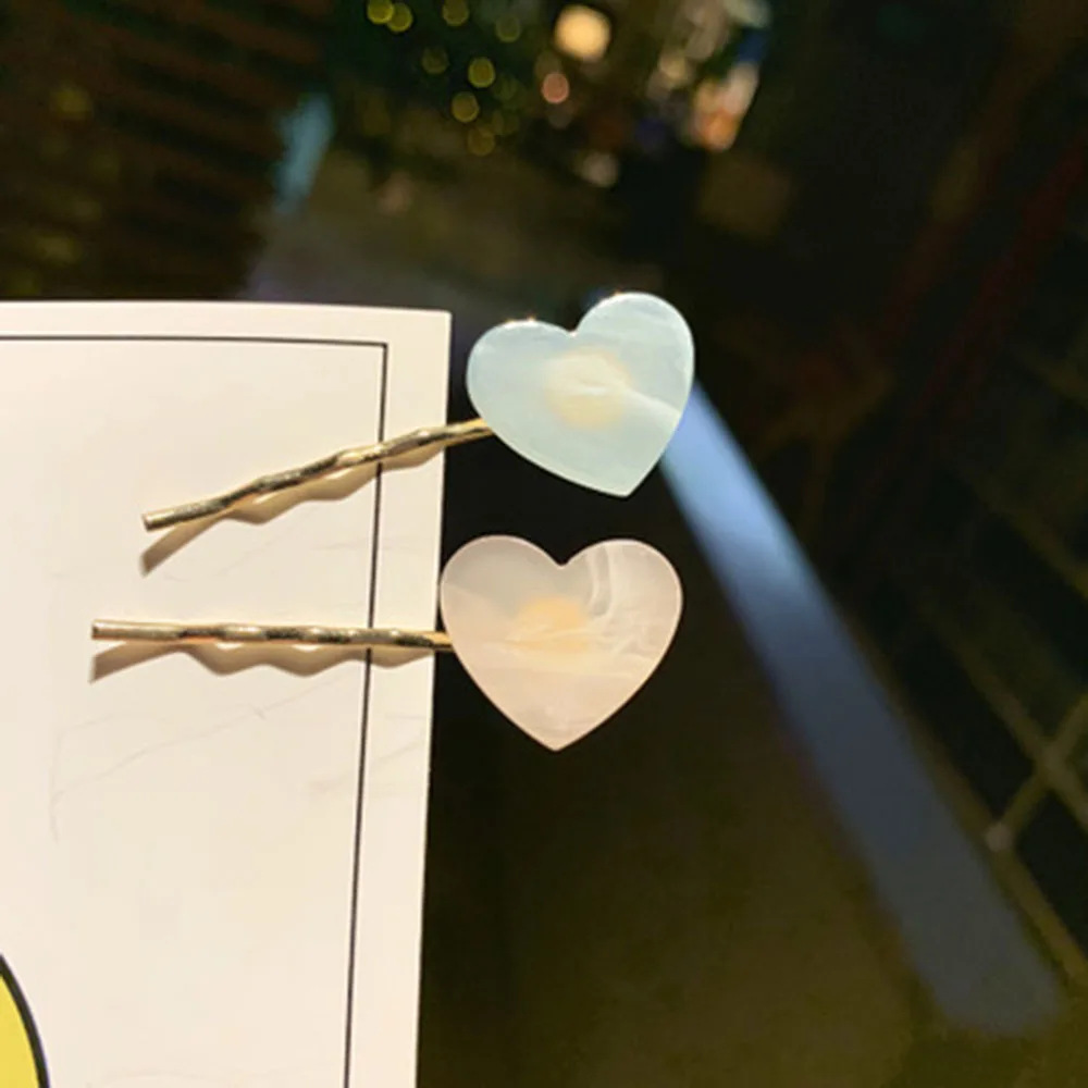 Fashion 1Pc Acetic Acid Love Heart Moon Hairpins Metal Macaron Color Hair Clips For Women Girls 3