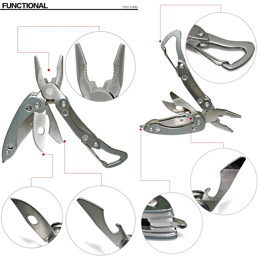 Hand Tools Mini Travel Survival Kit Pliers Camping Tool EDC Gear Tactical Folding Pocket Knife Stainless Steel Opener