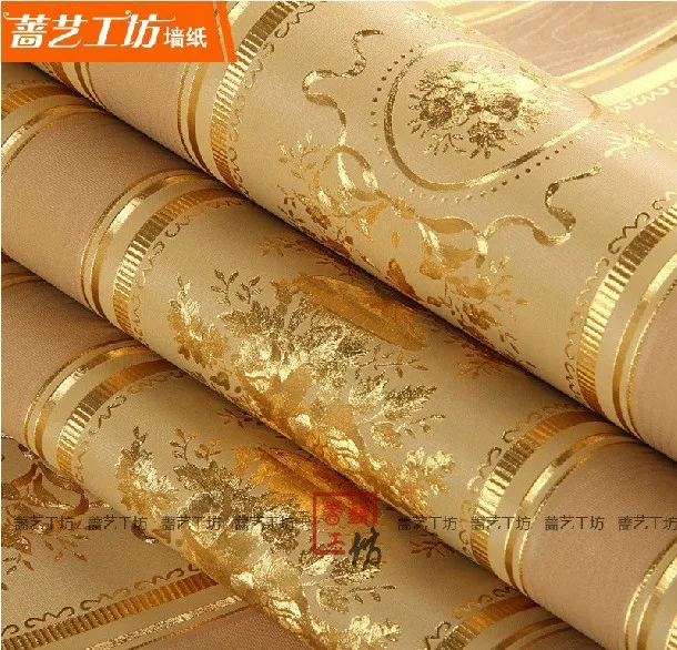 

Modern 3d Living Room European-style Floral Wallpaper Green And Gold Background Wallpaper Home Decor Tv Background Wallpaper