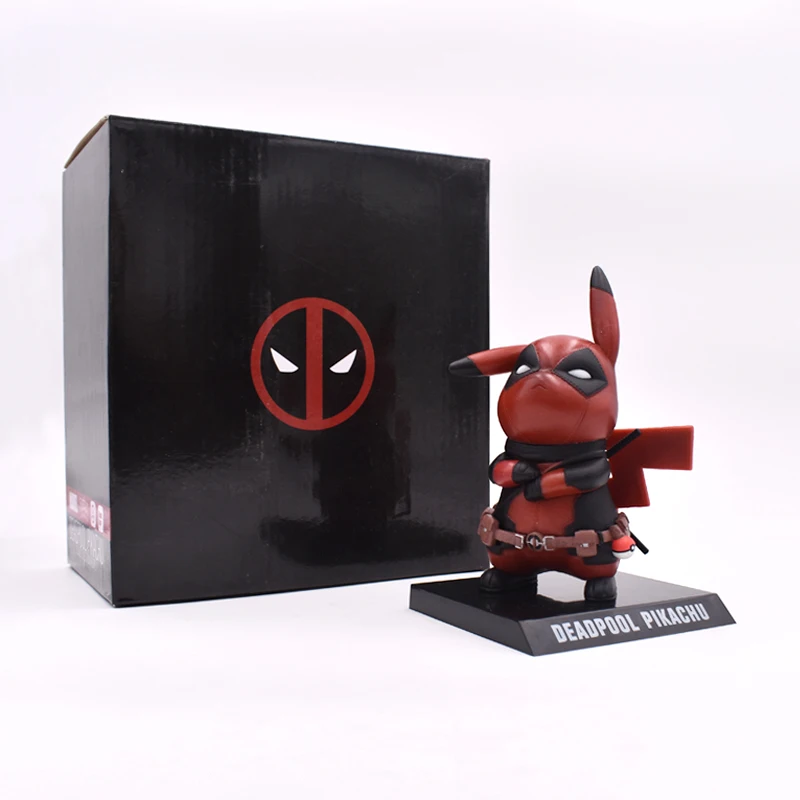 2Styles Cos Deadpool Pikachu Captain America Mini Action Figures Toy Collectible 14cm ABS Model Toy For Kids Gifs Red Yellow