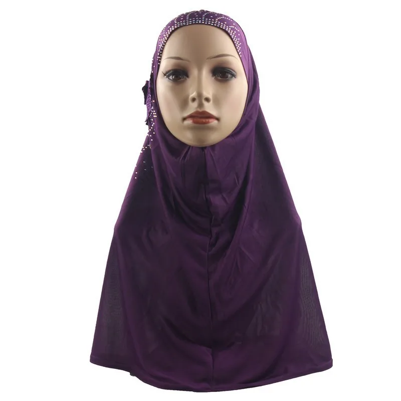Мусульманский женский хиджаб исламский шарф женщина Амира Кепка полное покрытие головной убор мягкий один цветок с бриллиантом