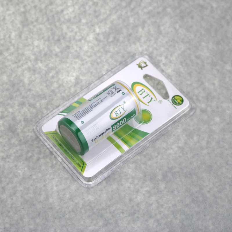 2PCS 8000mAh Rechargeable D Size Battery 1.2V Nickel Metal Hydride Size