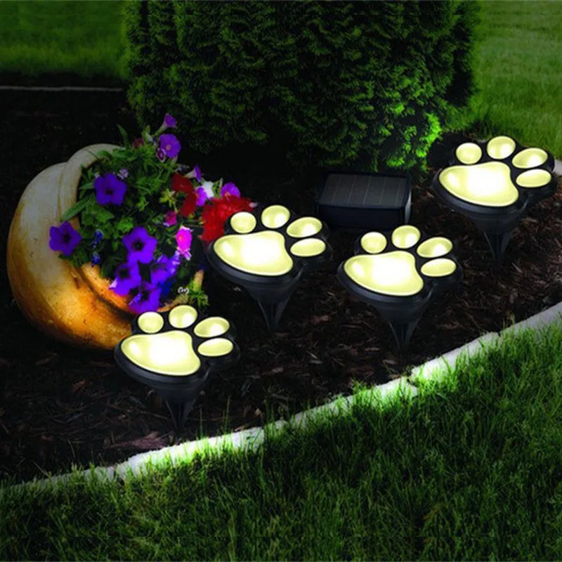 Декоративные лапы на солнечной батарее с принтом лап фонари для сада и дома