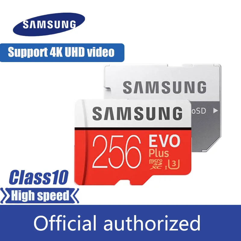 SAMSUNG EVO Plus Micro SD карта памяти 256 ГБ 95 МБ/с./с класс 10 U3 UHS I TF 4K HD для мобильного