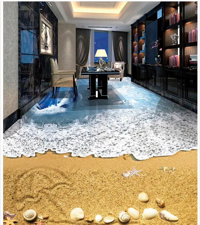 Beach floor murals in wallpapers Beach floor murals in wall stickers