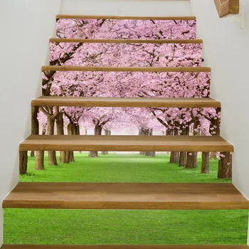 

Creative 3D Cherry Tree Decorative Stair Stickers Funny Flower Art Wall Stickers for Kids Rooms Living Room Home Decor FS014