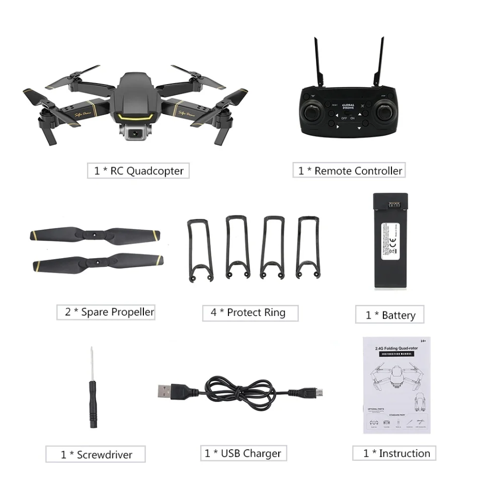 GW89 Wi-Fi FPV Радиоуправляемый Дрон с камерой 1080P HD Gesture Фото Видео удержание высоты складной Радиоуправляемый квадрокоптер для начинающих VS E58 - Цвет: Black 1Battery