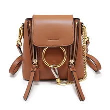 P231 New Fashion Chain Ring Decorative leather Shoulder bag Women Genuine Leather backpack