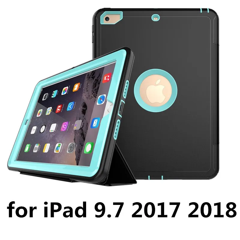Для iPad 9,7 принципиально чехол из поликарбоната+ ТПУ+ кожа 3 раза сна смарт-Обложка для планшета чехол для iPad 2/3/4 чехол для iPad 6th Gen чехол - Цвет: light blue 2017