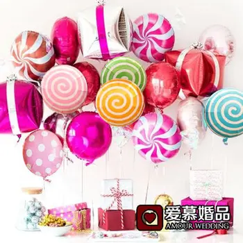 

5pcs/lot colorful candy foil balloons 18 inch round lollipop aluminum balls wedding birthday baby party decoration