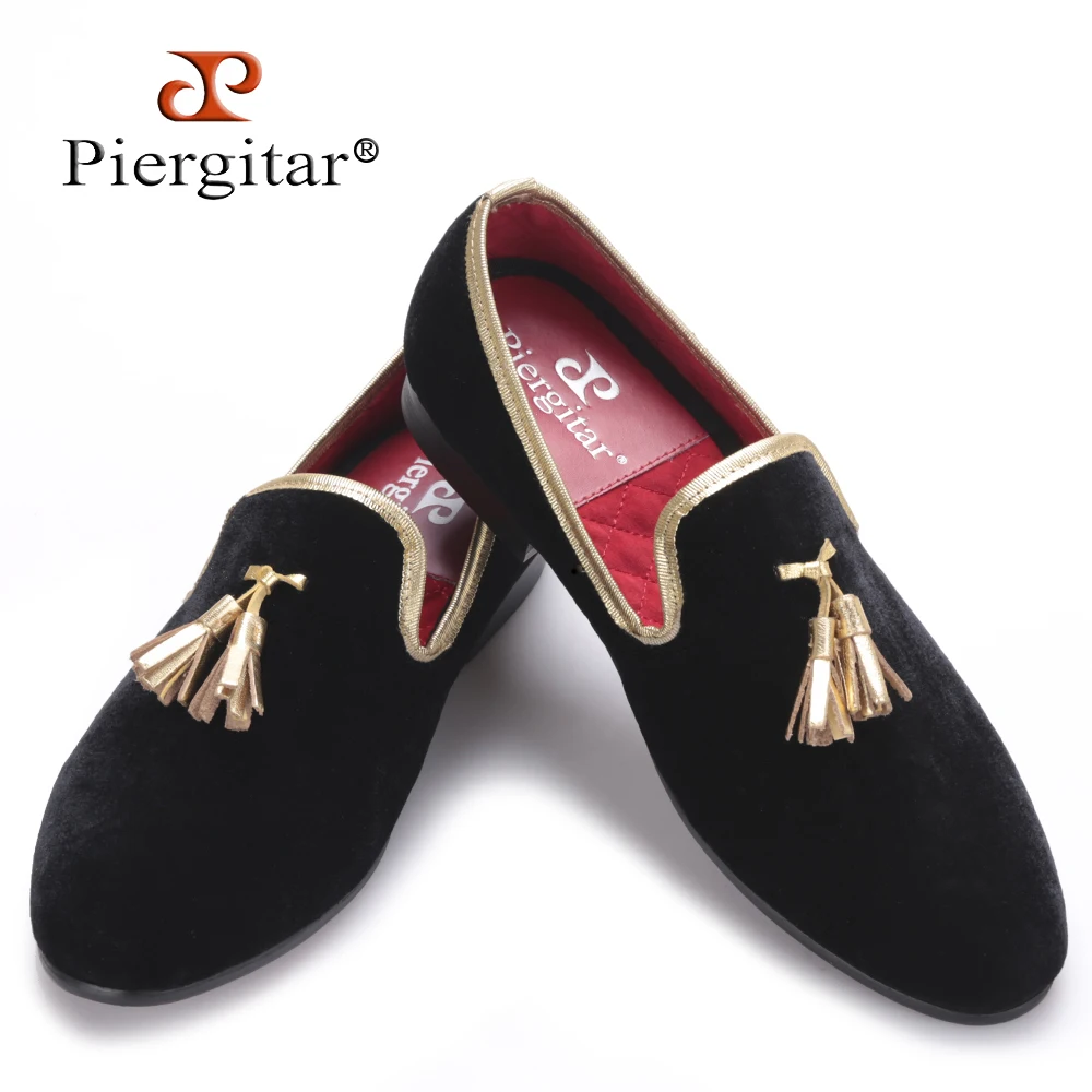 Piergitar new style 2017 Handcraft Men velvet shoes with gold tassel ...