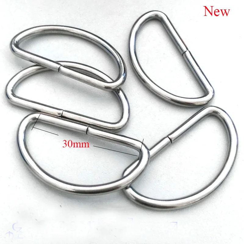 60 half rings, D ring strap 30mm making bag handle silverin Bag Parts