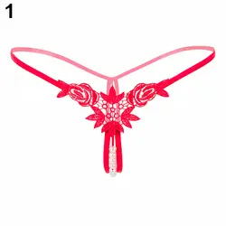 Для женщин сексуальные стринги ремень стринги V-string трусики кружева нижнее белье с цветами трусы