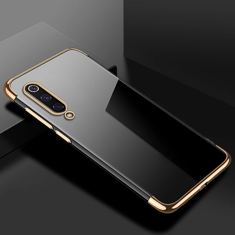 Прозрачный чехол для телефона для Xiaomi mi 9 9se mi 8 Lite mi 9 SE чехол с покрытием для Red mi 5Plus 6 6A Note 7 6 5 Pro Чехол из ТПУ - Цвет: Gold
