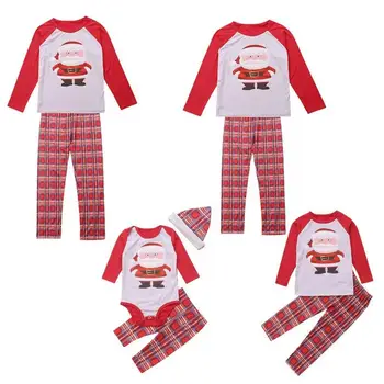 

2 PCS Suit Santa Claus Print Christmas Pajamas Sets Sleeping Clothes Family Matching Christmas Sleepwear Santa Stlye
