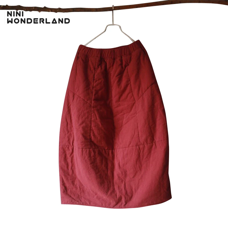 NINI WONDERLAND зимние Плотные хлопковые теплые винтажные юбки-бутоны для женщин с