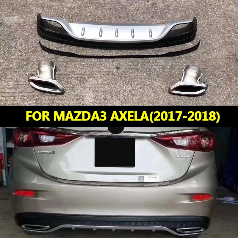 

Fit For Mazda 3 AXELA Rear Lip Spoiler Car Bumper 2017 2018 Diffuser Auto Accessories With exhaust