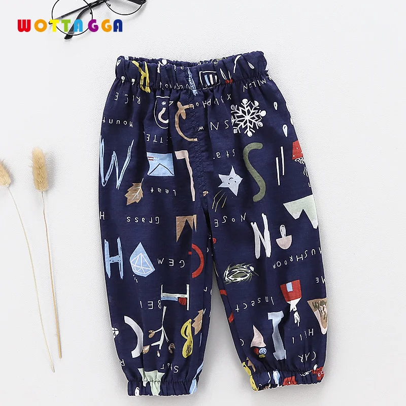 

2019 WOTTGGA Baby Girl Boy Explosions Casual Pants Children Mosquito Air Conditioning Floral Pants Kid's Cotton Pants