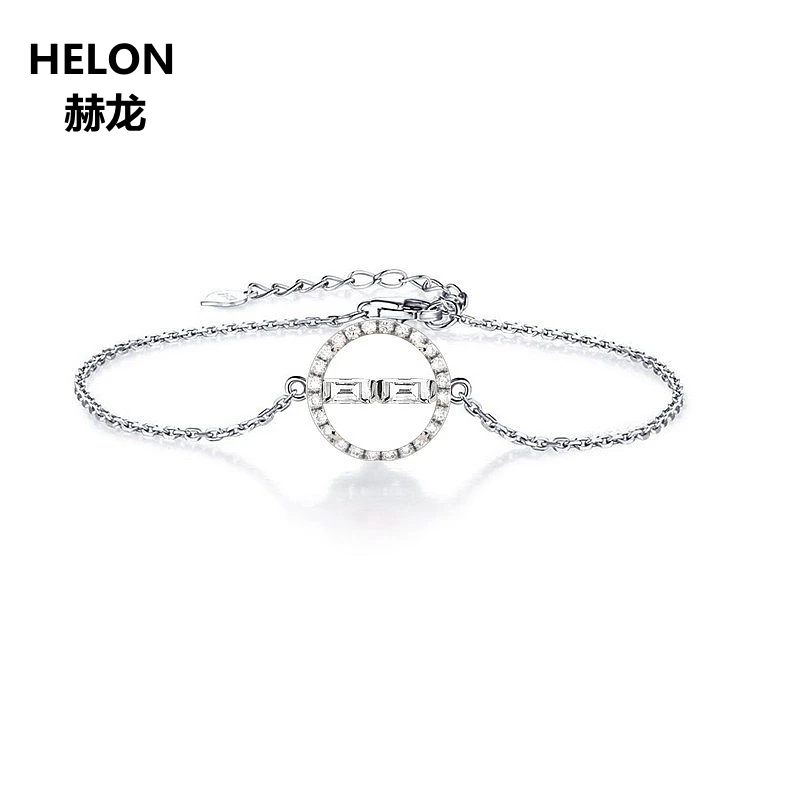 

SI/H Natural Diamonds Women Bracelet Solid 18k White Gold Baguette Diamonds Engagement Wedding Bracelet Chain Unqiue