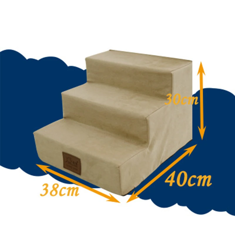 3 шага собака Лестницы ПЭТ подъемная лестница кровать анти-скольжения Водонепроницаемый кошка лестница дышащая подушка коврик для собак Щенок Кот дропшиппинг - Цвет: Khaki