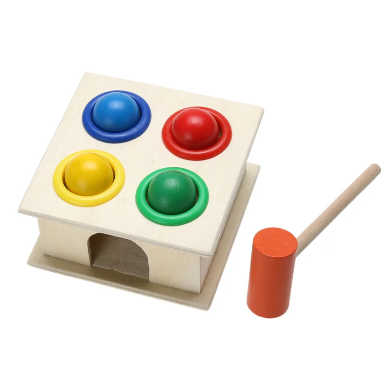 Wooden Ball Hammer Box Toy font b Baby b font Colorful Hammering Wooden Ball Wooden Toy