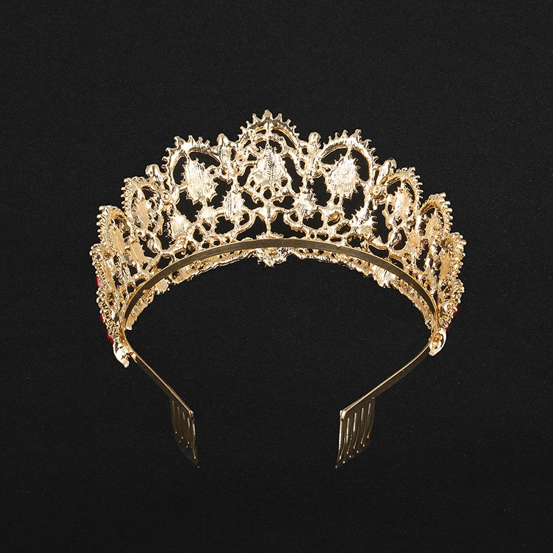 Hair Accessory Hair Headdress Bridal Headwear Hair Band Crown Hair Comb Jewelry Accessories European Drop Crystal Tiaras Vintage Gold Color Rhinestone Pageant Crowns Comb Baroque