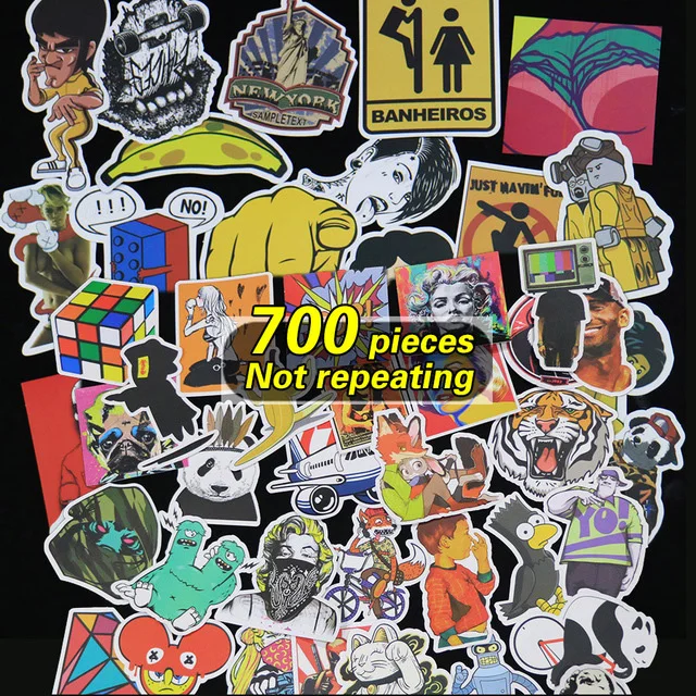 700pcs Not repeating more logo waterproof stickers for Wall decor skateboard motorcycle Bike refrigerator laptop car
