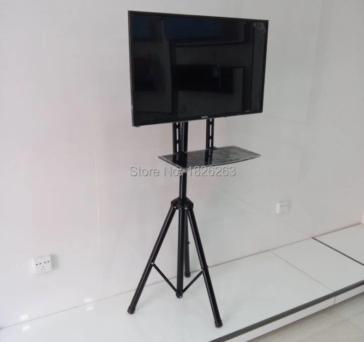 360degree Swivel 32~55 inch TV Mount Tripod Stand with DVD Holder VESA 100~400mm Loading 50kgs Height Adjustable TV Floor Stand