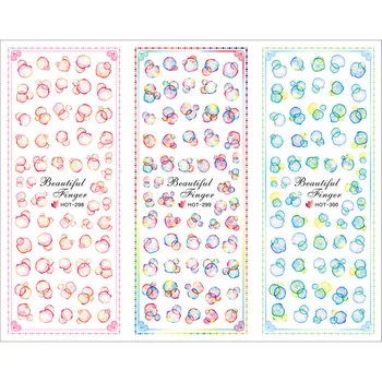 

3 PACKS / LOT COLORFUL BUBBLE NAIL TATTOOS STICKER WATER DECAL NAIL ART HOT298-300