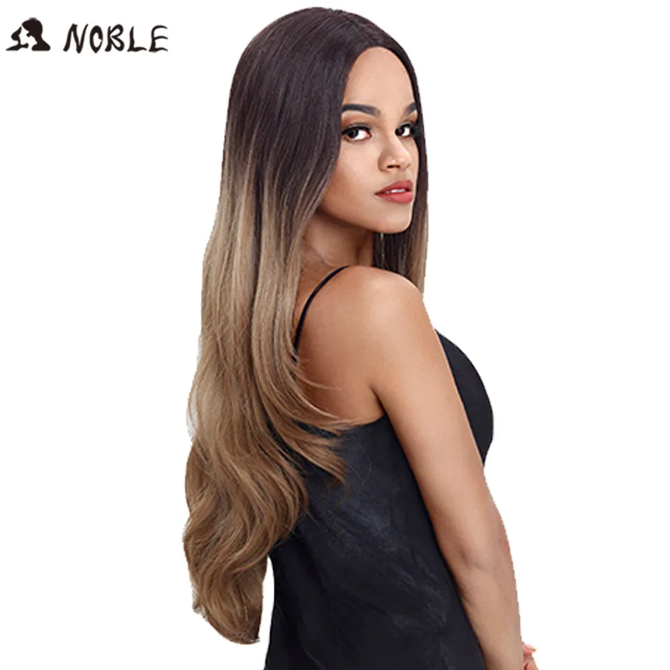 NOBLE Hair Synthetic Lace Wigs Heat Resistant Ombre Wig For Black Women 32 Inch Long Straight Hair Party Cosplay Wig For Women