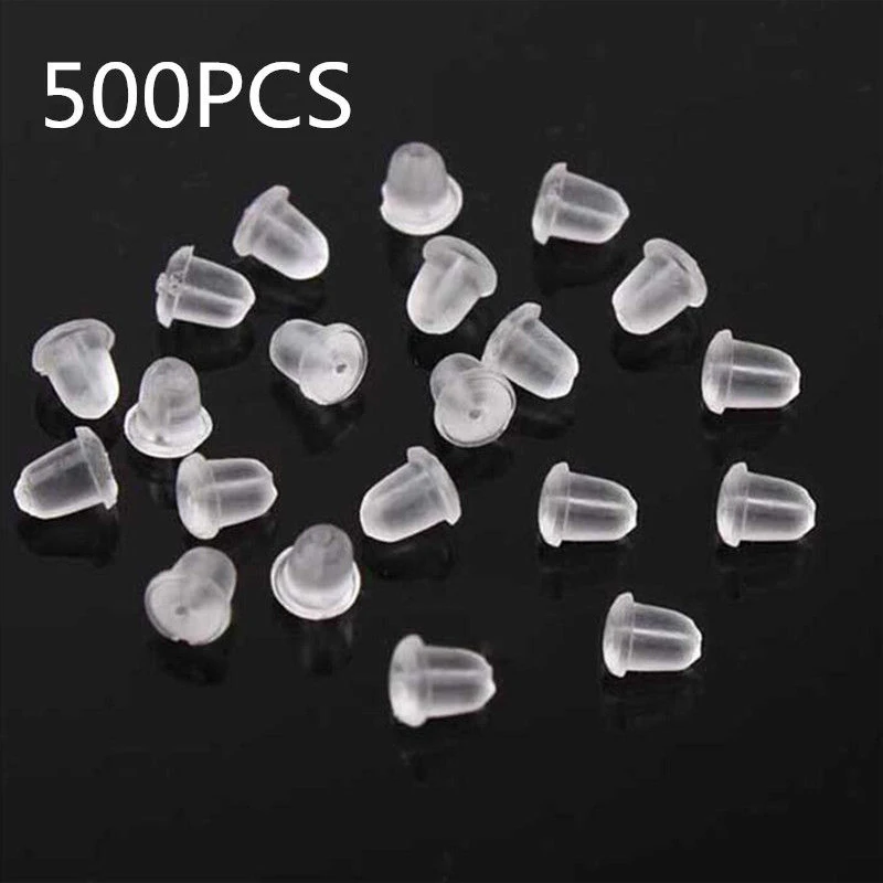 500PCS 4mm Silicone Rubber Earring Back Plugs Stoppers Nuts Findings Jewellery
