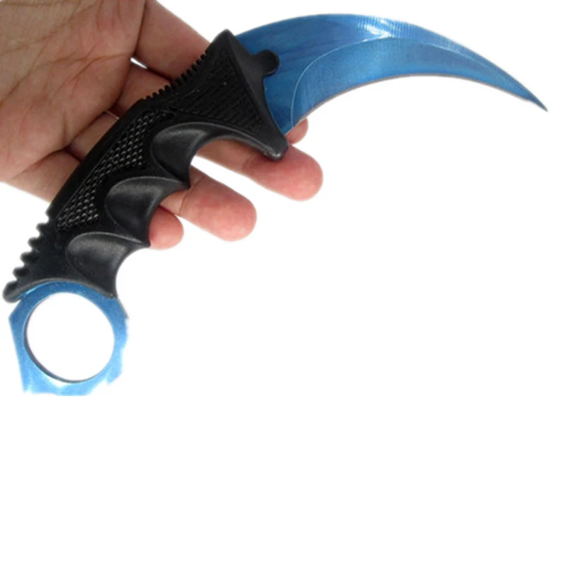 CSGO нож Karambit с фиксированным лезвием, тактические инструменты для охоты и выживания, нож для выживания с тигром - Цвет: Blue