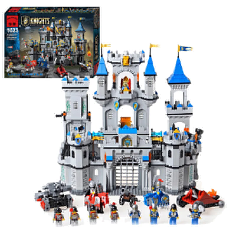 

Model building kit compatible with lego Medieval Lion Castle Knight Carriage 1393+PCS Extra large 3D block Educational toy