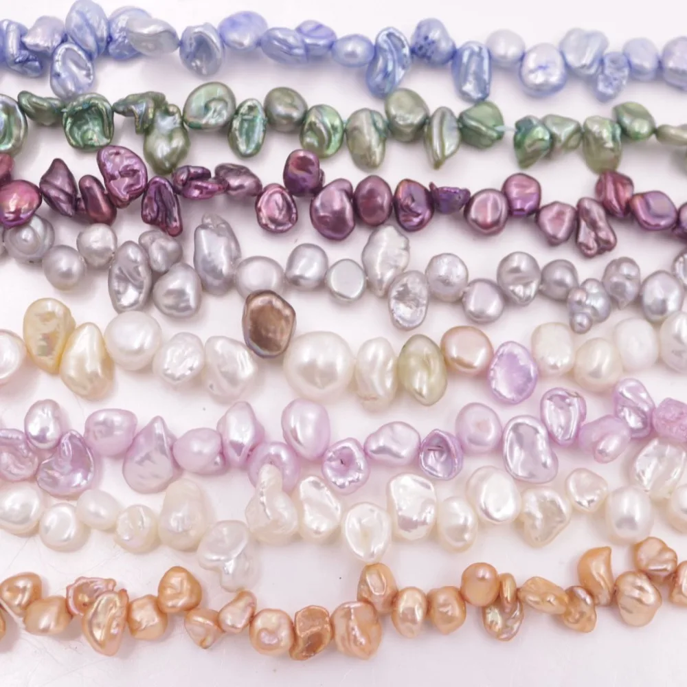 6mm-10mm Freeform Keshi Pearl Loose Beads Strand 15" Jewelry Making DIY