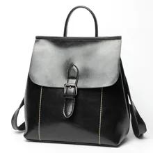 Ms. Korean version of the oil wax leather zipper buckle backpack Ms. multifunctional trend of the leather waist fashion large-ca ms new wave korean version of the joker laptop shoulder bag the first layer ms leather messenger bag zipper leather handbag