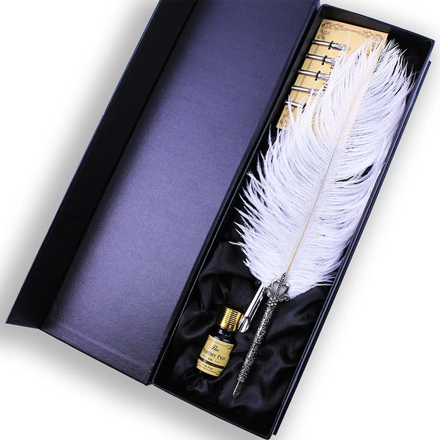 White Ostrich Feather Quill Pen