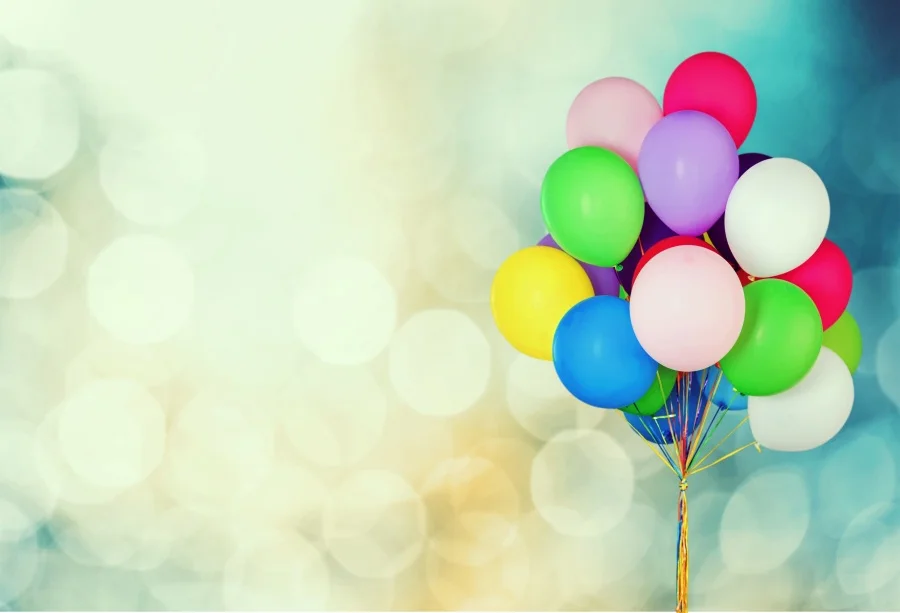 

Laeacco Photo Backdrop Colorful Balloon Polka Dots Light Bokeh Birthday Party Child Portrait Backdrop Photocall Photo Studio