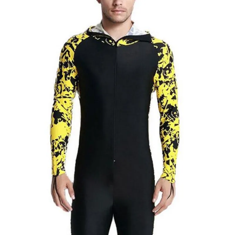 Full Length Hoodie Mens Swimsuit One Piece Sunscreen Surfing Beachwear