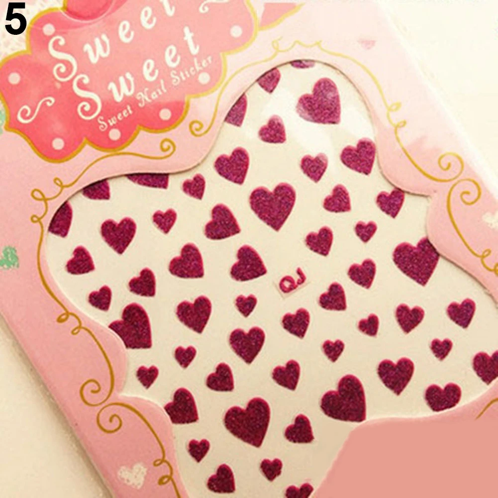 1 Sheet Love Heart Design Nail Art Stickers Water Transfer Decal Slider Watermark Nail Wraps Decal Manicure Nail Tips Decoration