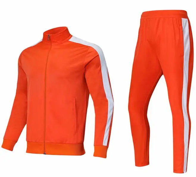 ZMSM новые длинные парные мужские и женские Беговые комплекты для тренировок на открытом воздухе, фитнеса, футбола, куртки и штаны, пальто на молнии размера плюс, спортивный костюм - Цвет: Orange Sets