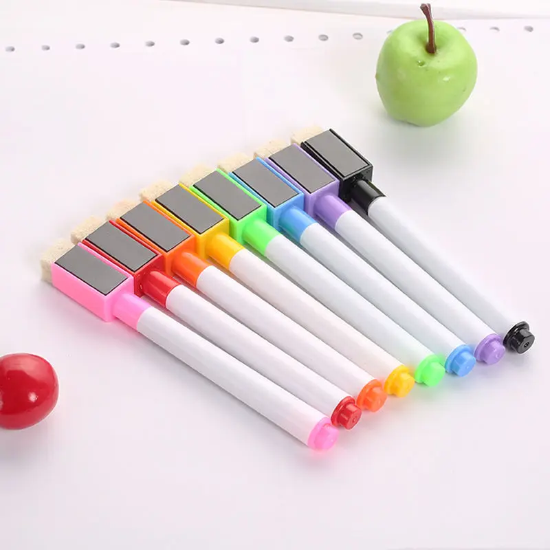 8 цветов Набор магнитных маркеров для белой доски с сухими стирающимися ластиками для школы