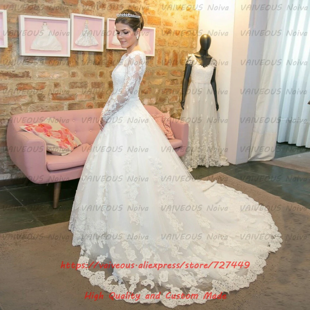 Новое Кружевное платье невесты Vestido de Noiva винтажное свадебное с длинными рукавами