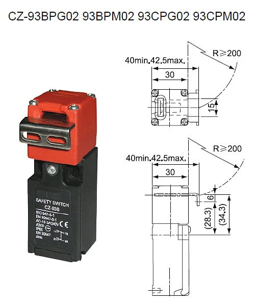 10 pieces Safety Door  Limit Switch Micro Switch CZ-93B 2NC 3A with Key