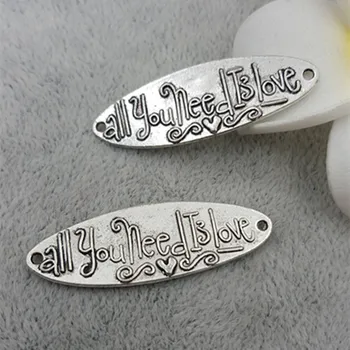 

20 piece/lot Jewelry Accessories Ancient silver color lettering all you need is Love charm pendant for bracelet DIY handmade