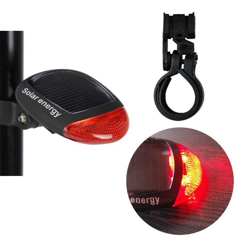 Solar Power Bike Tail Light 3 Modes LED Rear Lamps Bicycle Night Cycling Safety Warning Lamp Accessories+Adjustable Clamp | Спорт и