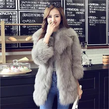 New Elegant Faux Fur Coat Women Fluffy Warm Long Sleeve Brand Female Outerwear Autumn Winter Coat Jacket Overcoat A3581