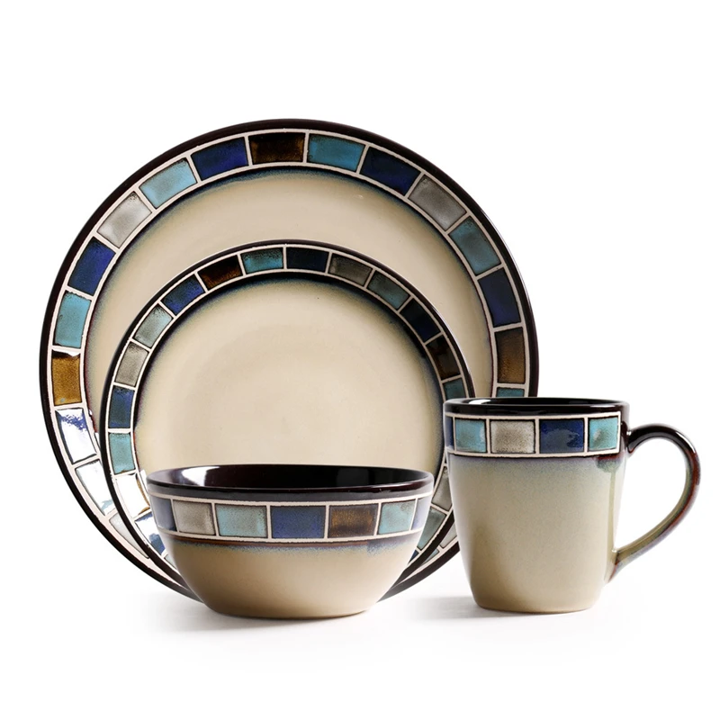 Japanese Ceramics Dinnerware Cube Platter Flat Plate Coffee Cup Retro